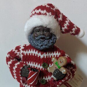 NWT 12" Michaels Black Santa in Pajamas Christmas Holiday Decor African American